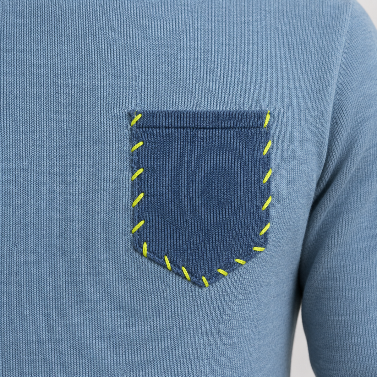 Maglia uomo cotone manica lunga maglietta maglieria con taschino made in Italy