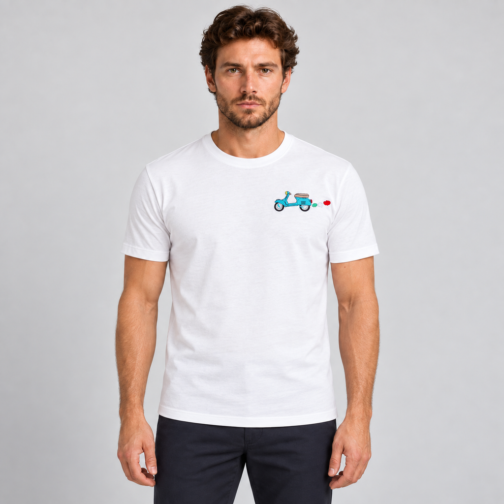 T-shirt da uomo in cotone, con ricamo, manica corta — Pasquale Jimmy — foto 6