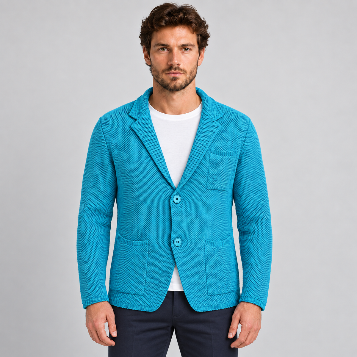 Cardigan da uomo in cotone, lavorazione nido d'ape — Pasquale Jimmy — foto 5