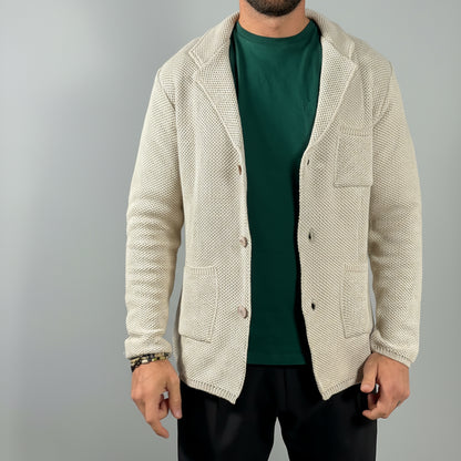 GIACCA CARDIGAN UOMO A NIDO D'APE - 100% COTONE - MADE IN ITALY