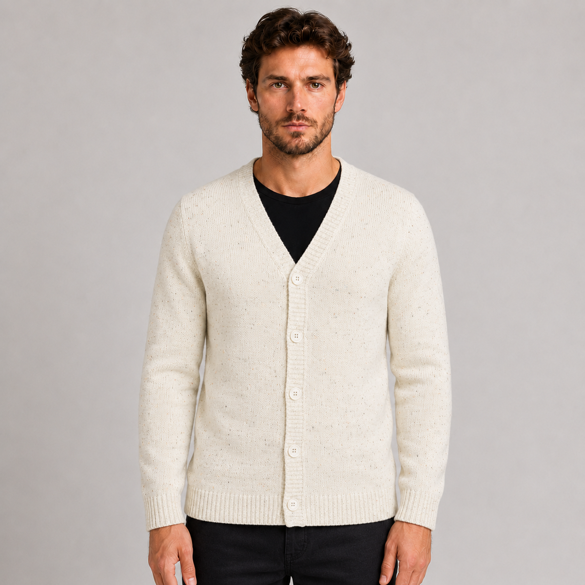 GIACCA UOMO CARDIGAN SARTORIALE LANA CON SCOLLO A V 100% MADE IN ITALY