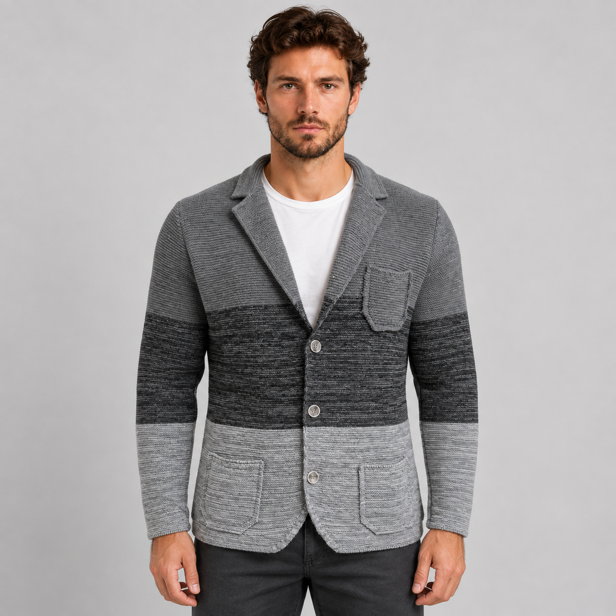 Cardigan da uomo in misto lana, vestibilità slim — Pasquale Jimmy — foto 8