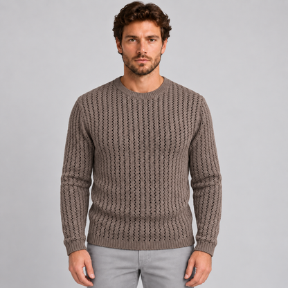 MAGLIA LANA MAGLIONCINO UOMO MANICA LUNGA GIROCOLLO TRAFORATO 100% MADE IN ITALY