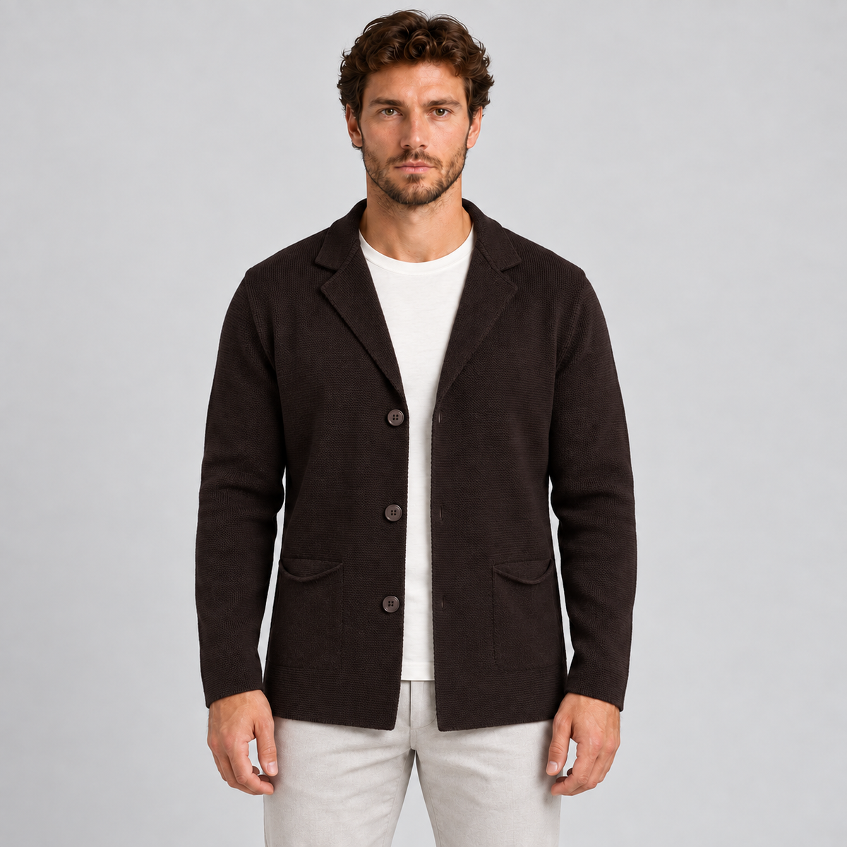 HERREN-CARDIGAN AUS WOLLE, 100 % IN ITALIEN HERGESTELLT