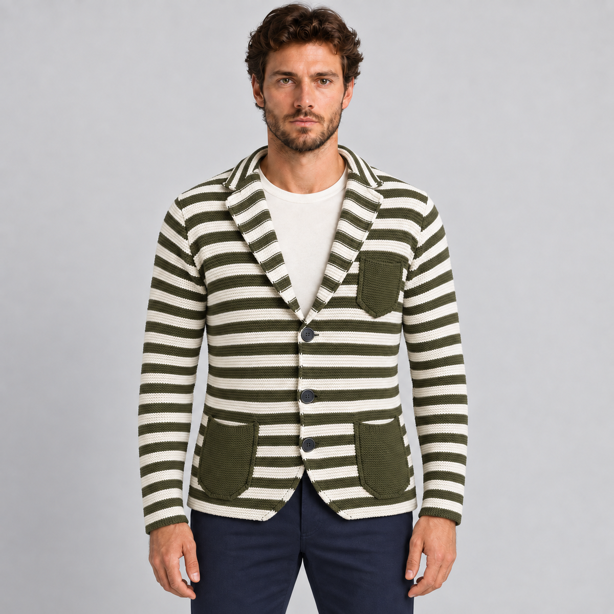 MEN'S COTTON JACKET BLAZER CARDIGAN CASUAL MADE IN ITALY SLIM JACKET 100% Made in Italy