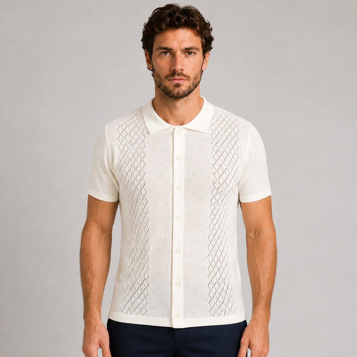 POLO CAMICIA UOMO COTONE CON BOTTONI MANICA CORTA MAGLIERIA 100% MADE IN ITALY