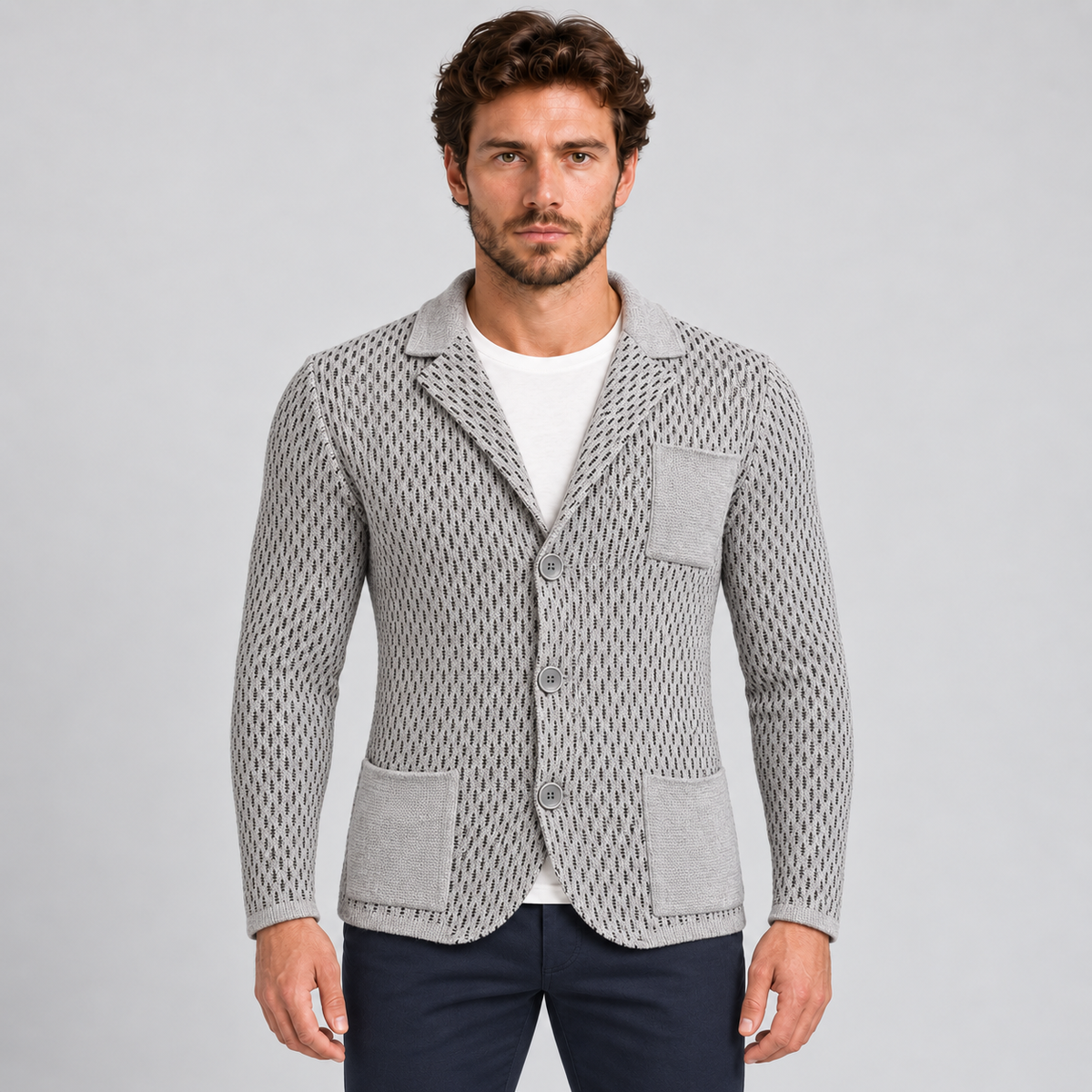 Cardigan da uomo in cotone, vestibilità slim — Pasquale Jimmy — foto 7
