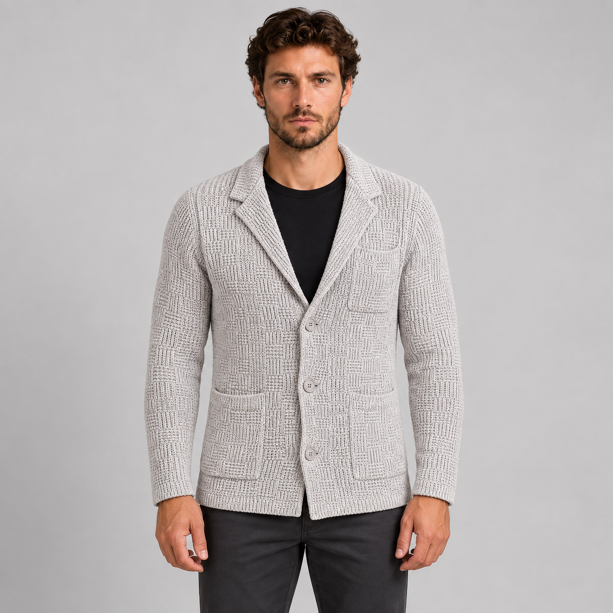 CARDIGAN UOMO COTONE DOPPIO PETTO SARTORIALE GIACCA MADE IN ITALY
