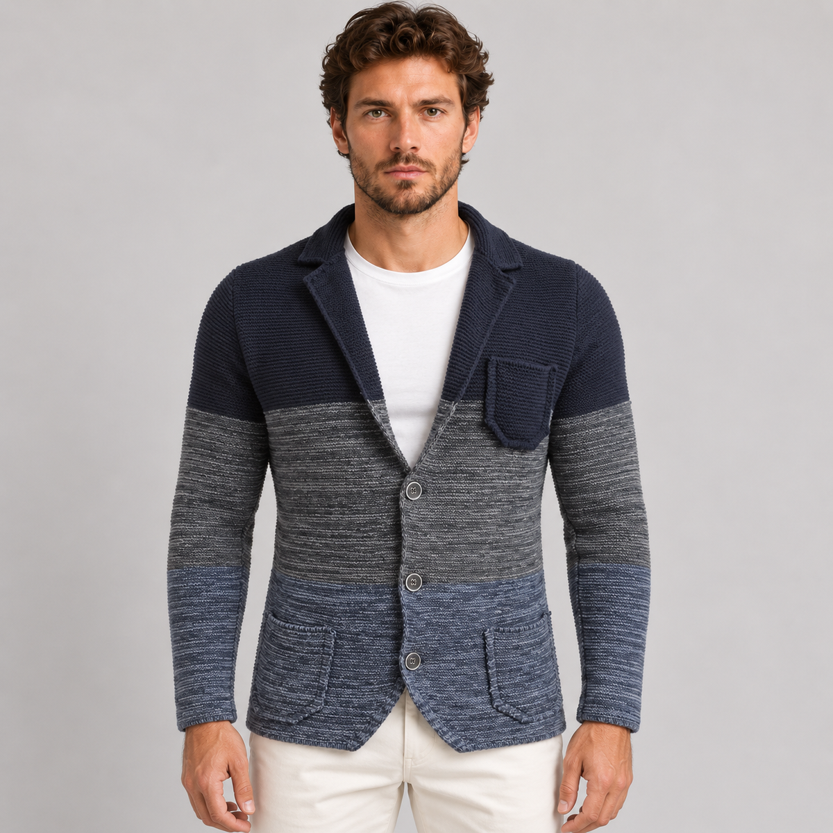 Cardigan da uomo in misto lana, vestibilità slim — Pasquale Jimmy — foto 7