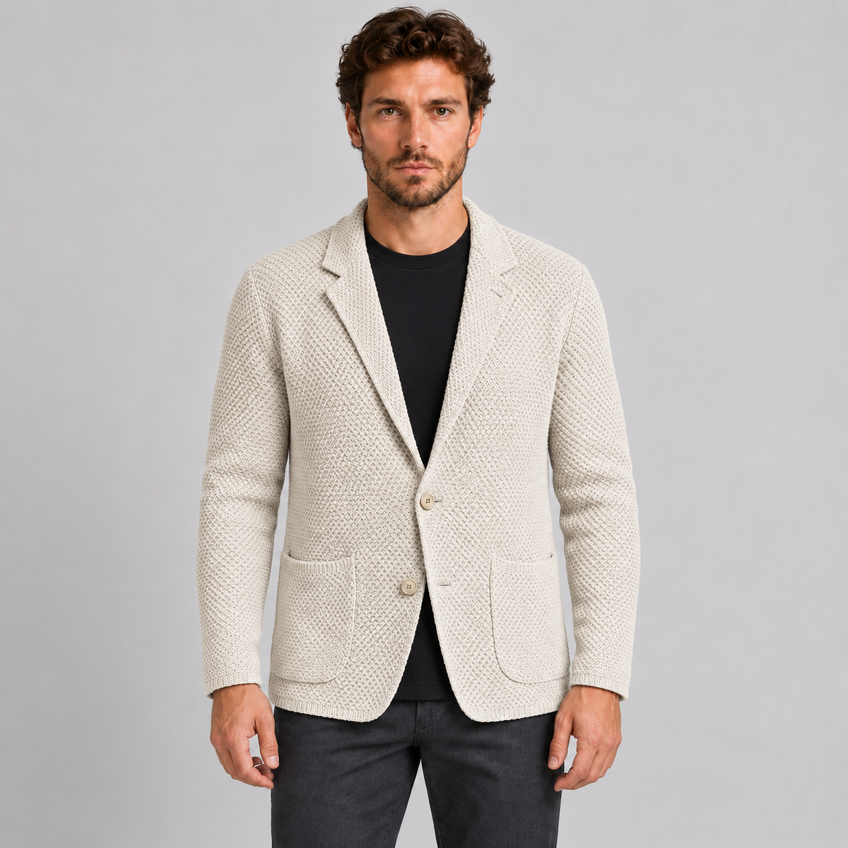 GIACCA UOMO LINKS COTONE CARDIGAN LAVORATA A MAGLIA SLIM FIT