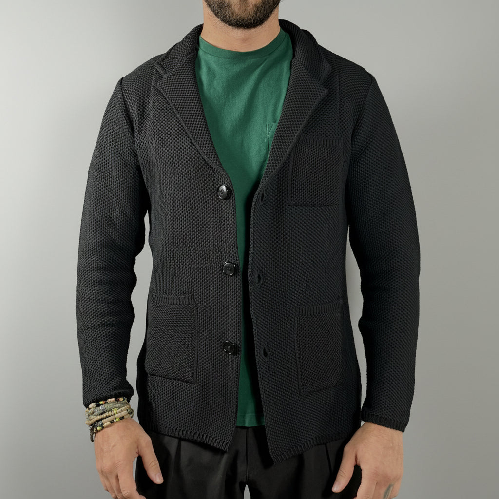 GIACCA CARDIGAN UOMO A NIDO D'APE - 100% COTONE - MADE IN ITALY