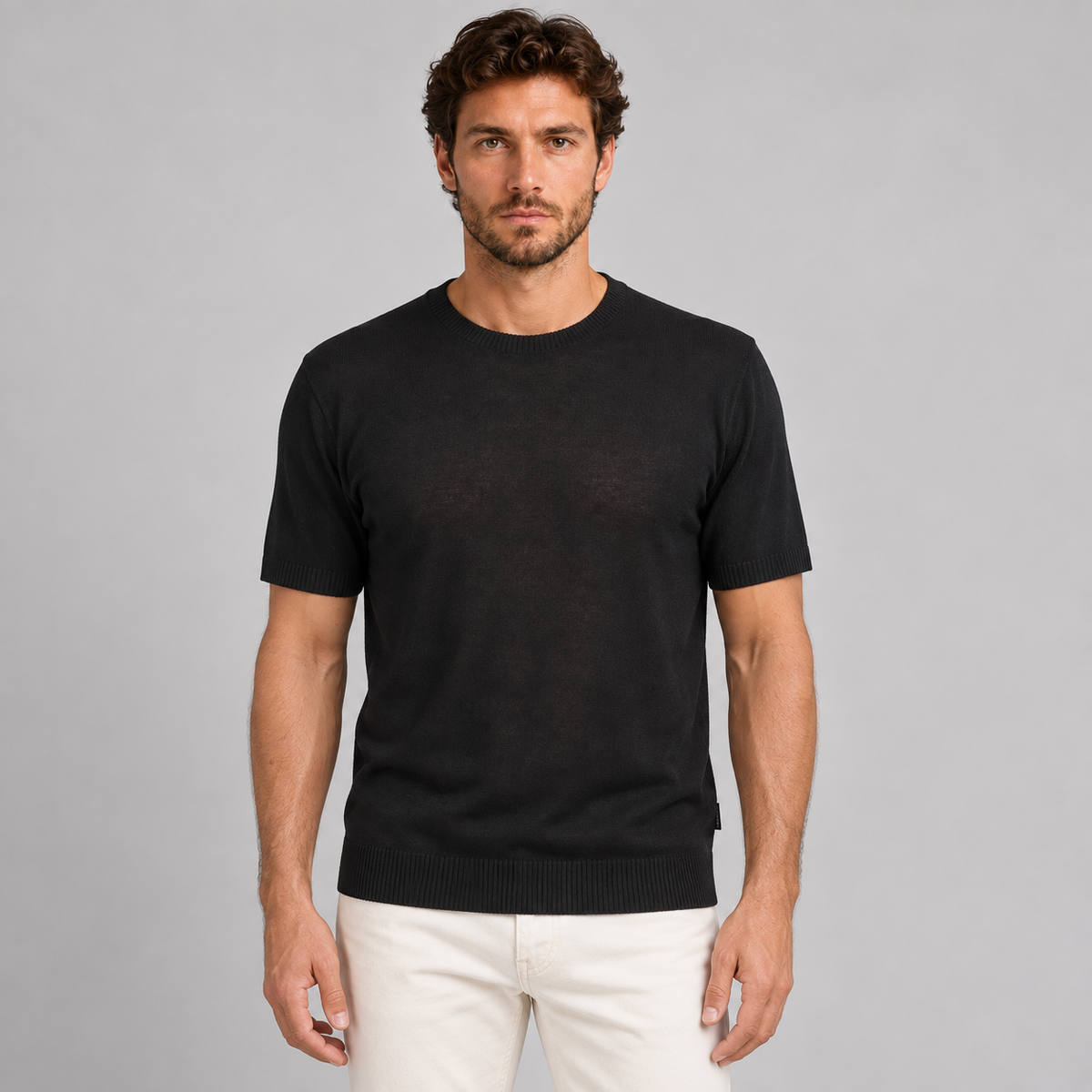Girocollo Uomo Cotone Rasato Maglia Maglieria Casual Leggero 100% Made in Italy