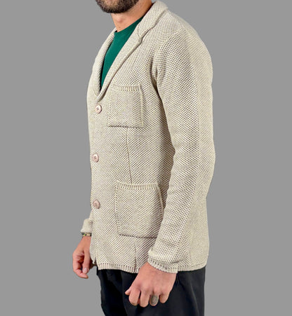 GIACCA CARDIGAN UOMO A NIDO D'APE - 100% COTONE - MADE IN ITALY