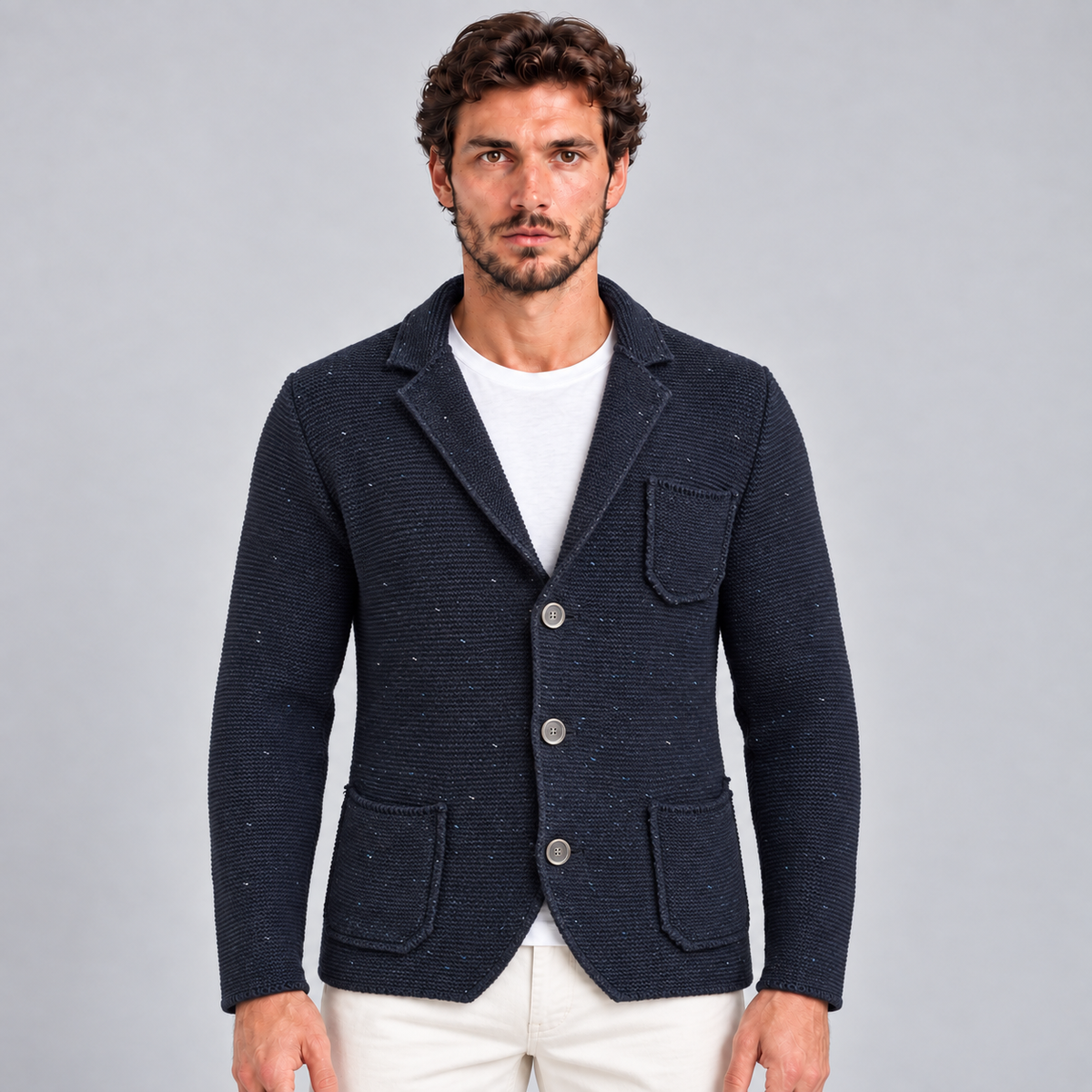 Cardigan blazer da uomo in cotone, vestibilità slim — Pasquale Jimmy