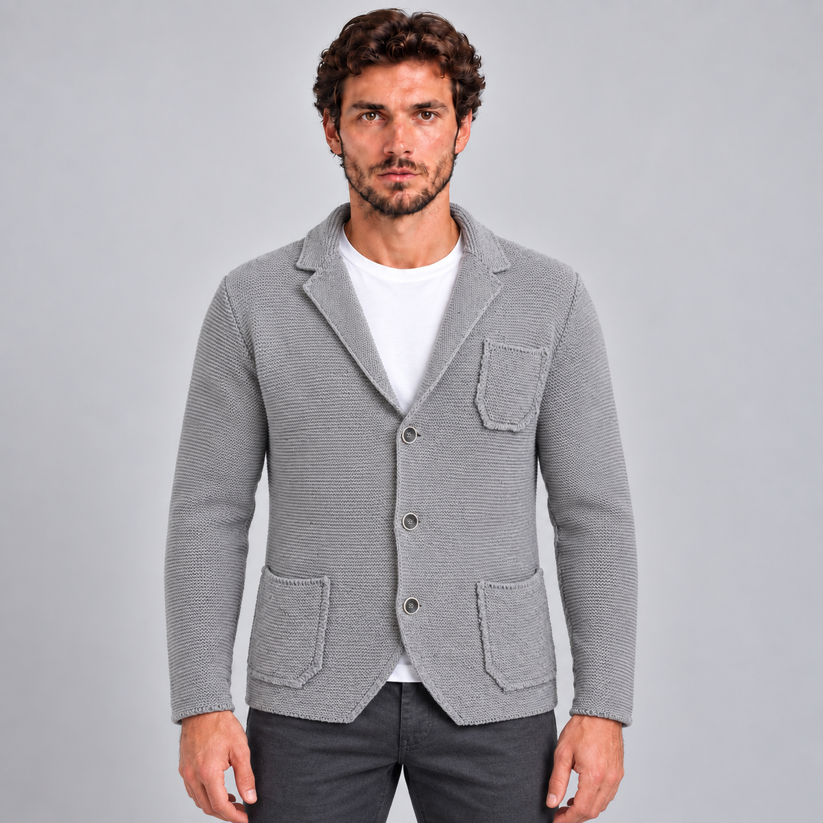 Cardigan blazer da uomo in cotone, vestibilità slim — Pasquale Jimmy — foto 6