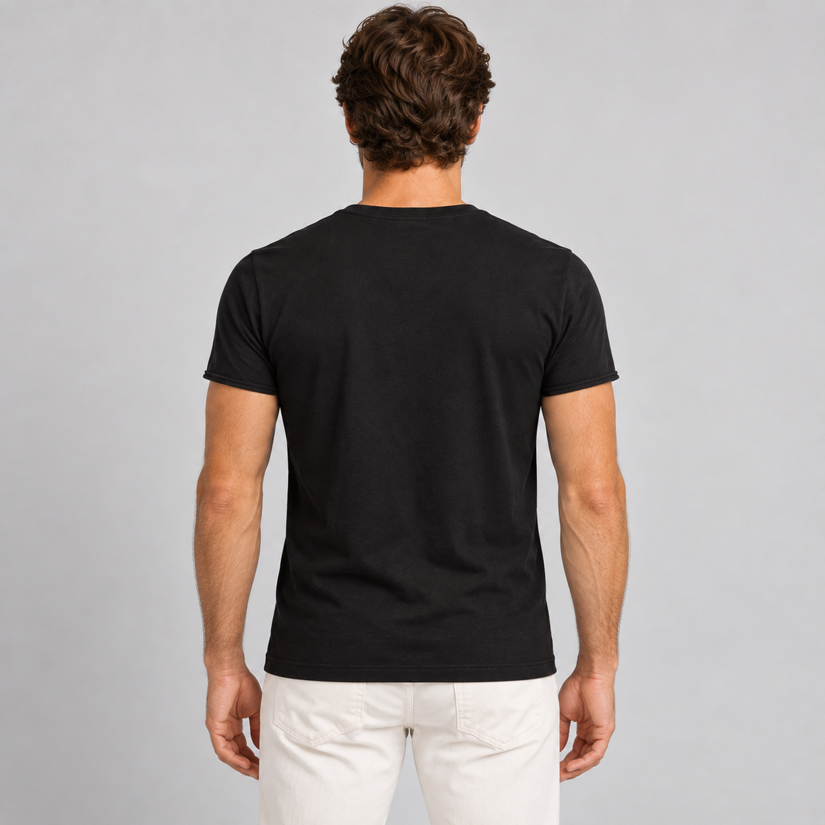 HERREN-T-SHIRT MIT RUNDAUSSCHNITT SCHWARZ WEISS MIT TOTENKOPF-PRINT KURZARM-SHIRT BAUMWOLLE