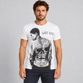 MEN'S BLACK AND WHITE CREW NECK T-SHIRT WITH SKULL PRINT SHORT SLEEVE COTTON TOP