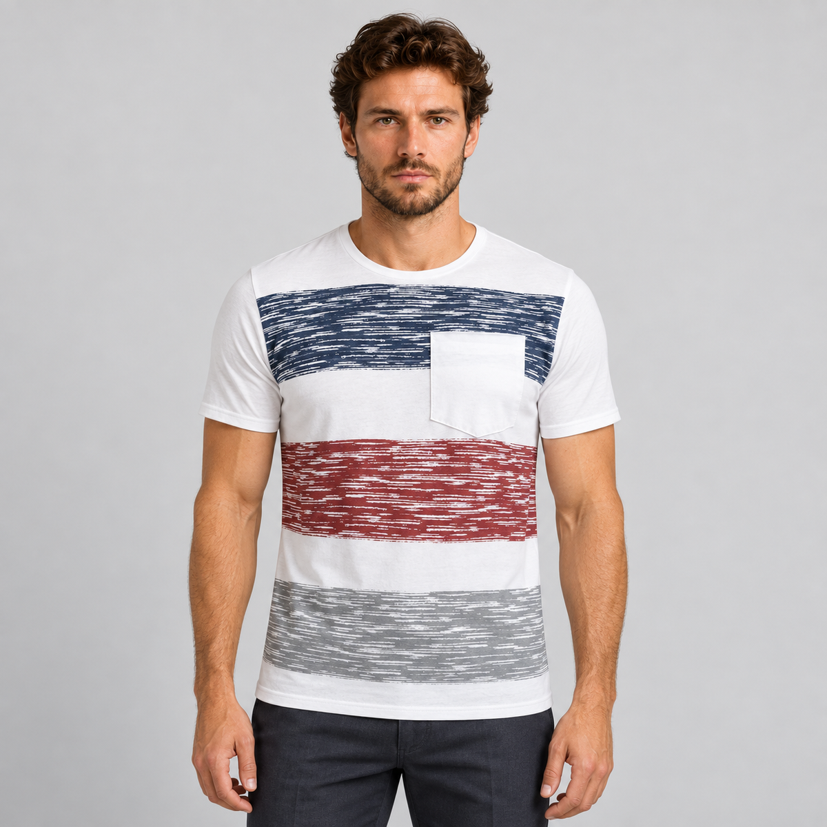 HERREN-T-SHIRT MIT RUNDAUSSCHNITT, KURZARM, 100% BAUMWOLLE, MADE IN ITALY
