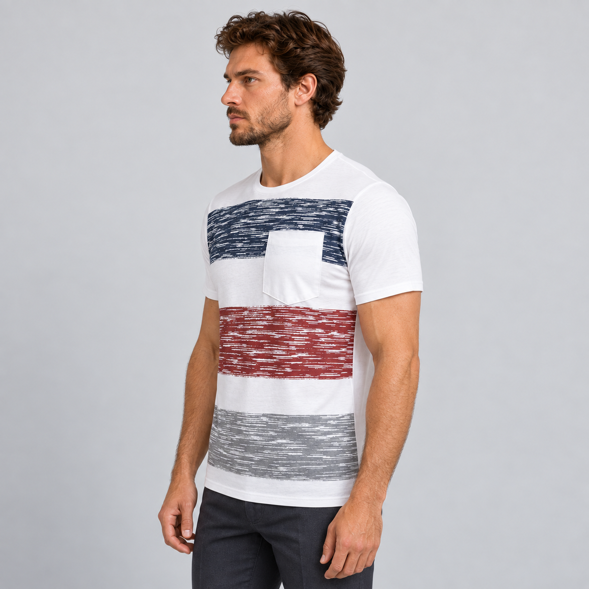 HERREN-T-SHIRT MIT RUNDAUSSCHNITT, KURZARM, 100% BAUMWOLLE, MADE IN ITALY