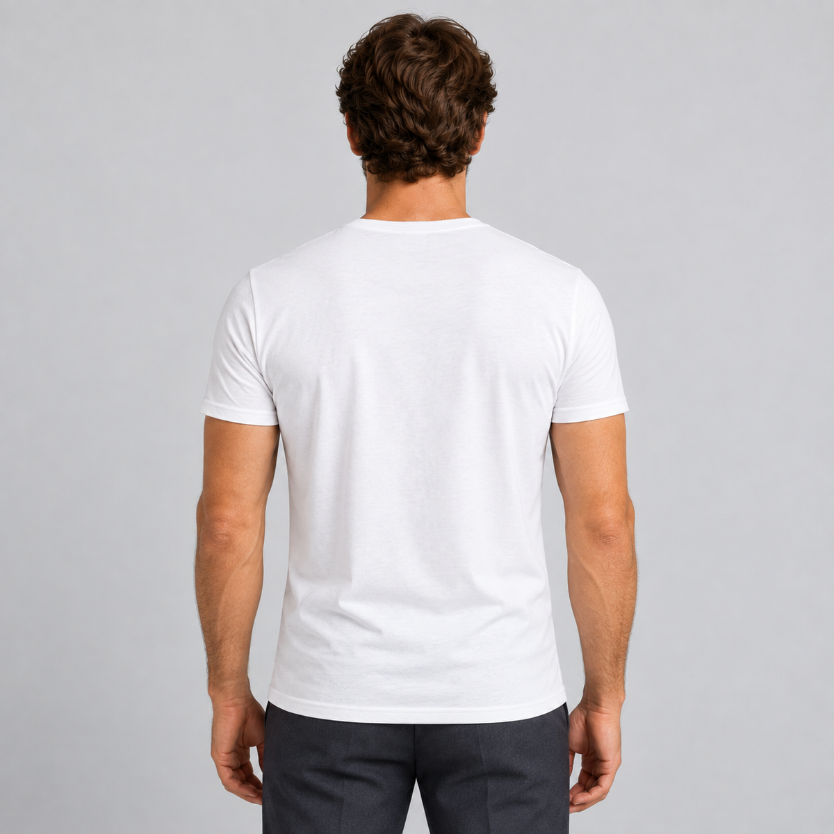 HERREN-T-SHIRT MIT RUNDAUSSCHNITT, KURZARM, 100% BAUMWOLLE, MADE IN ITALY