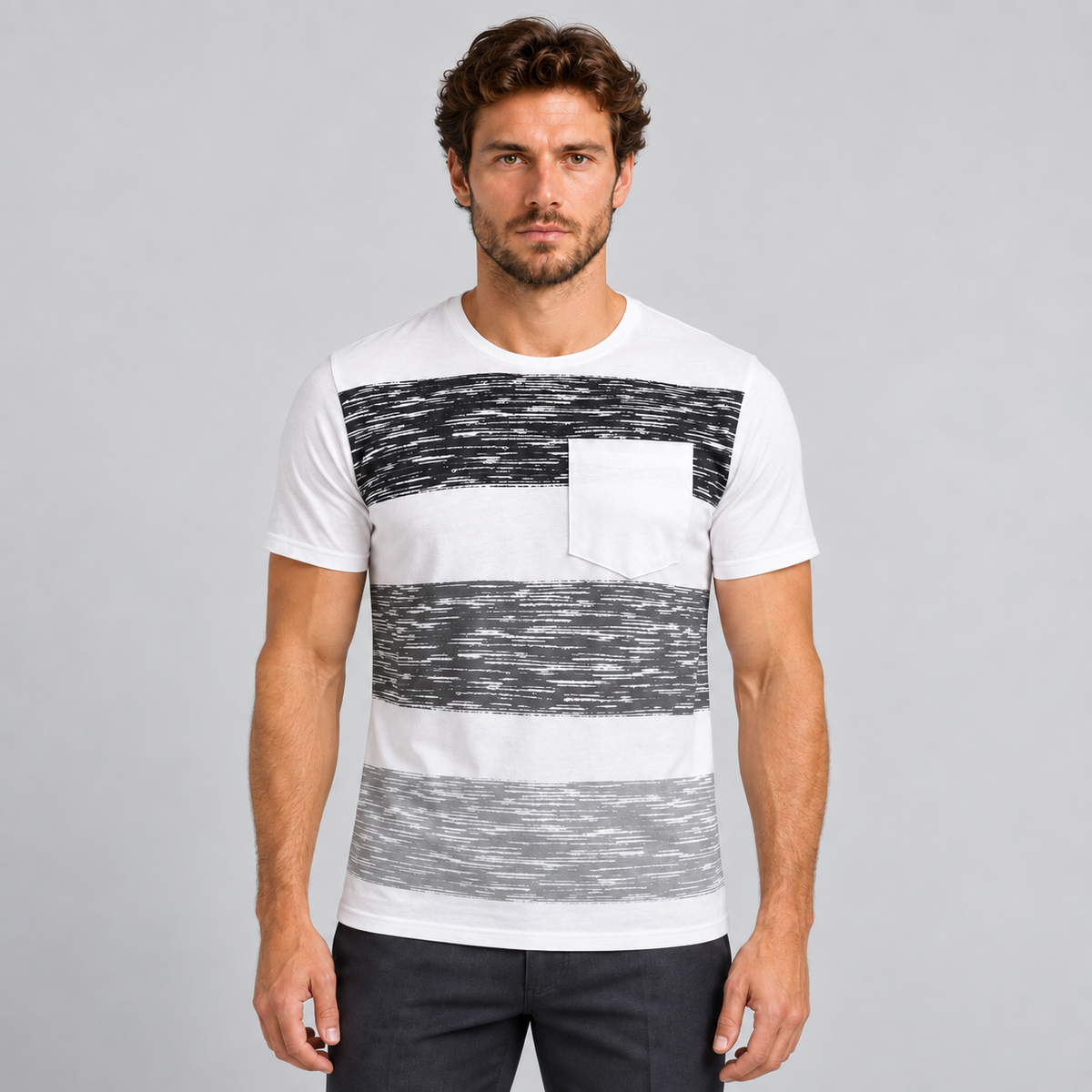 HERREN-T-SHIRT MIT RUNDAUSSCHNITT, KURZARM, 100% BAUMWOLLE, MADE IN ITALY