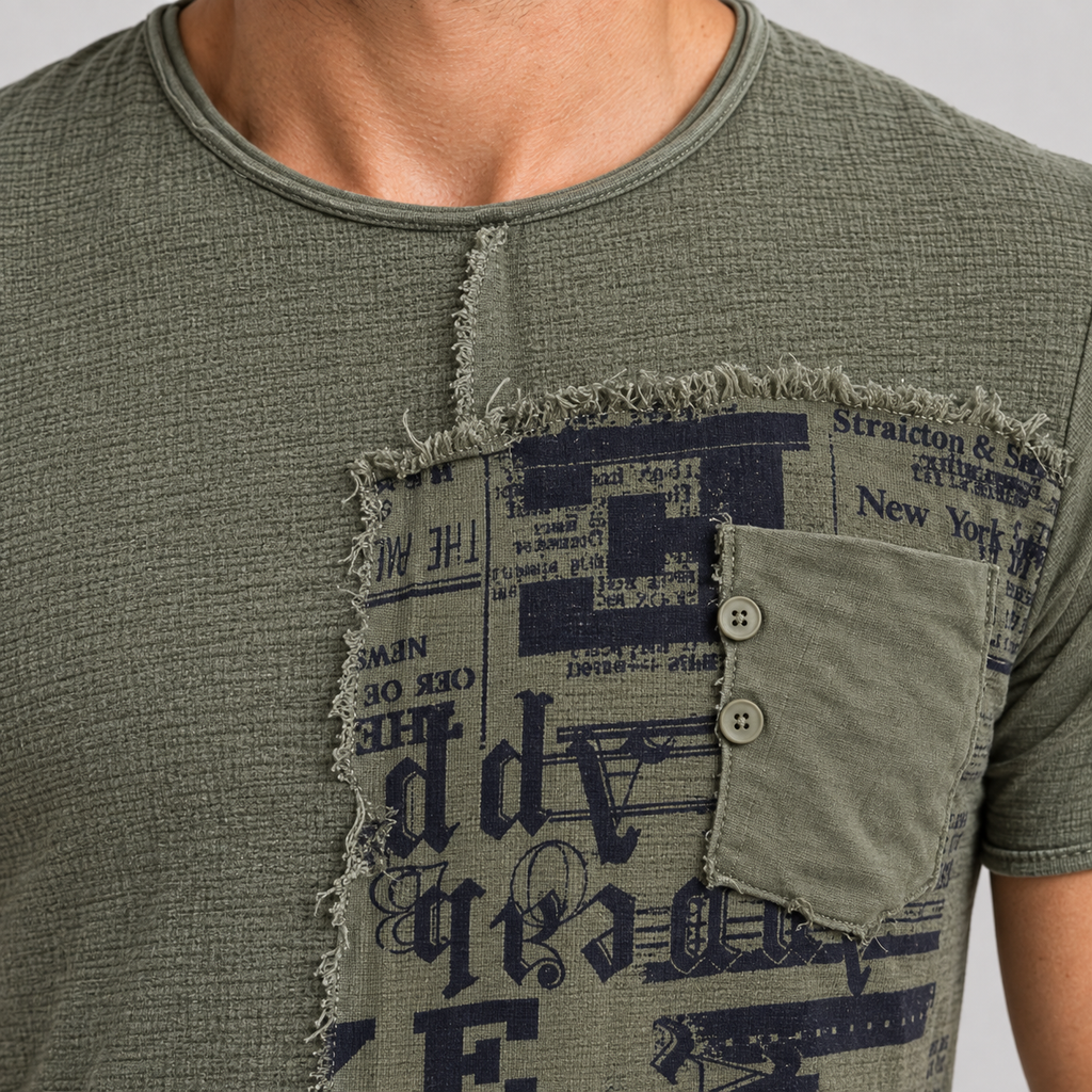 MEN'S T-SHIRT SHORT SLEEVE MADE IN ITALY FRAYED SHIRT