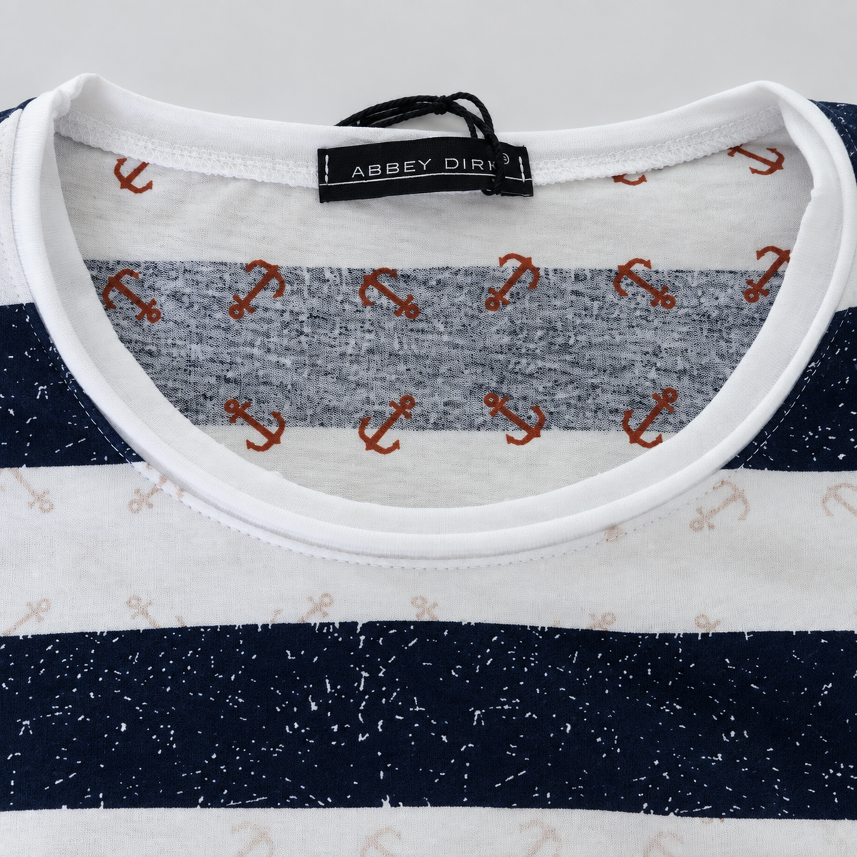 HERREN-T-SHIRT MIT ANKER-PRINT KURZARM-SHIRT 100% BAUMWOLLE MADE IN ITALY