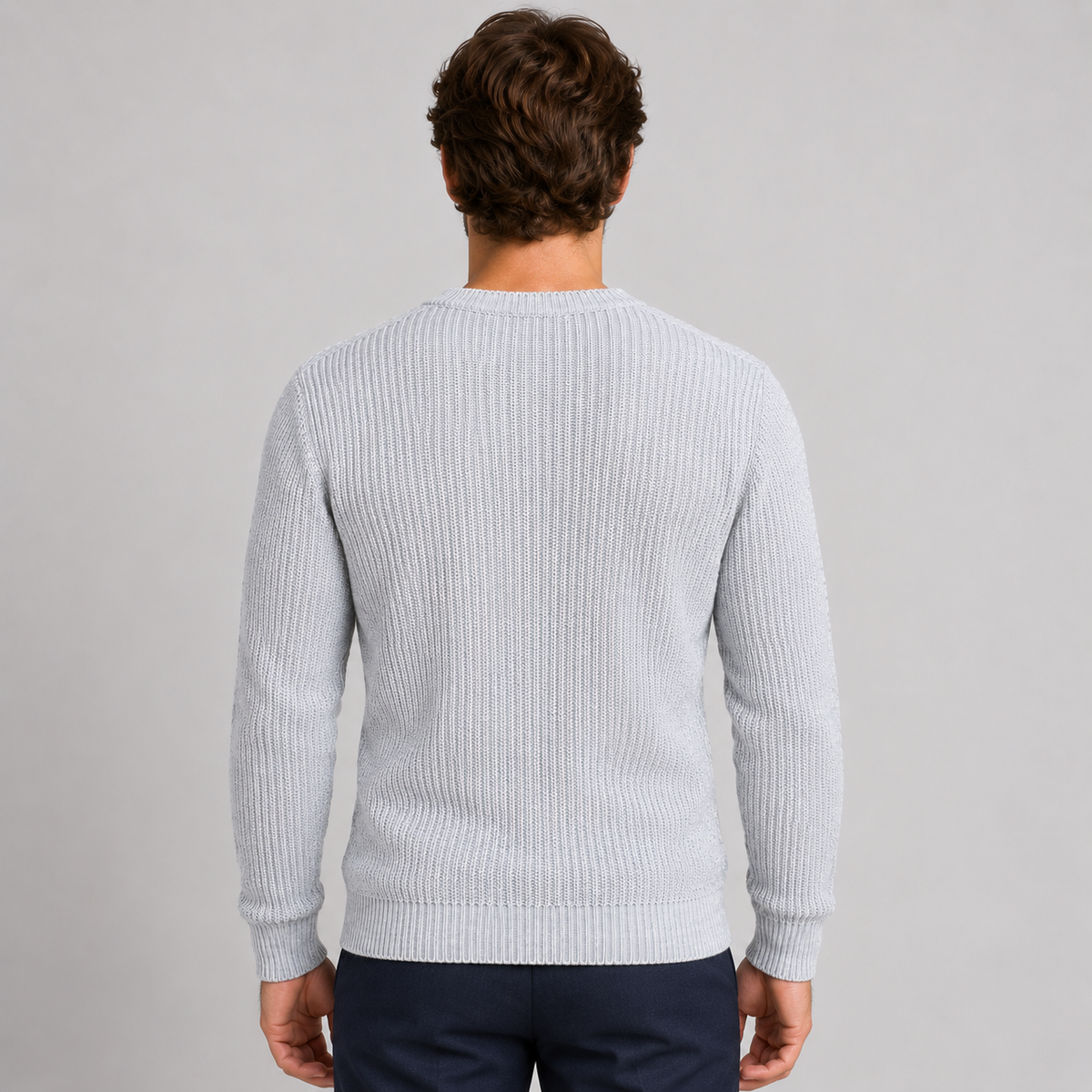 MAGLIONE UOMO MISTO LANA GIROCOLLO EFFETTO INTRECCIATO 100% MADE IN ITALY