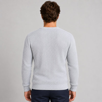MAGLIONE UOMO MISTO LANA GIROCOLLO EFFETTO INTRECCIATO 100% MADE IN ITALY
