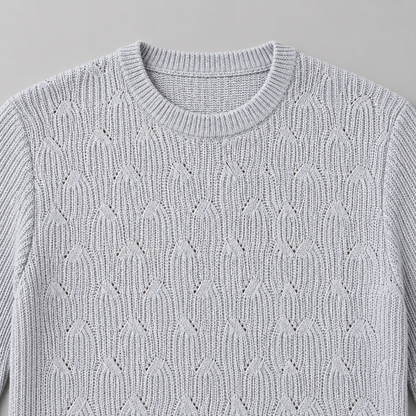 MAGLIONE UOMO MISTO LANA GIROCOLLO EFFETTO INTRECCIATO 100% MADE IN ITALY