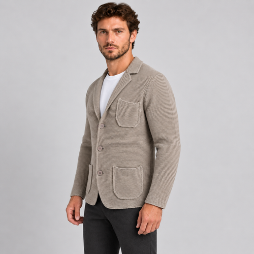 CARDIGAN LANA GIACCA UOMO LAVORATA A MAGLIA 100% MADE IN ITALY