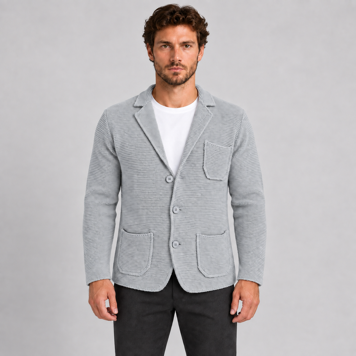 CARDIGAN LANA GIACCA UOMO LAVORATA A MAGLIA 100% MADE IN ITALY