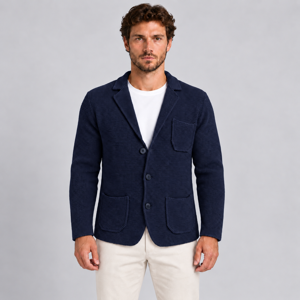 CARDIGAN LANA GIACCA UOMO LAVORATA A MAGLIA 100% MADE IN ITALY