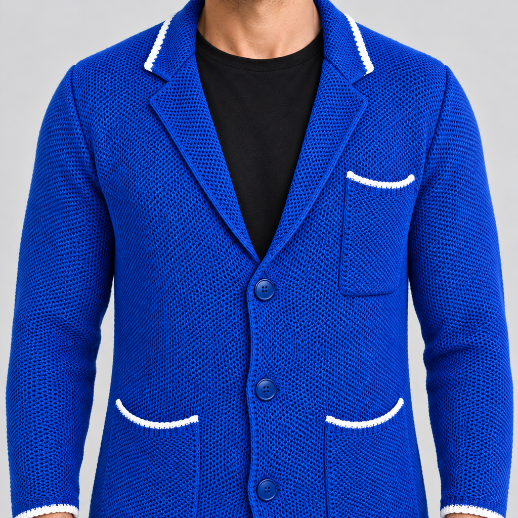 Cardigan da uomo in cotone, lavorazione nido d'ape, doppio petto — Pasquale Jimmy — foto 5