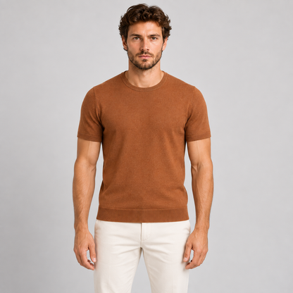 GIROCOLLO UOMO MAGLIA MAGLIERIA COTONE MANICA CORTA MAGLIETTA  MADE IN ITALY