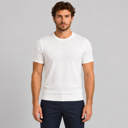 GIROCOLLO UOMO MAGLIA MAGLIERIA COTONE MANICA CORTA MAGLIETTA  MADE IN ITALY