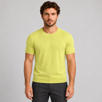 GIROCOLLO UOMO MAGLIA MAGLIERIA COTONE MANICA CORTA MAGLIETTA  MADE IN ITALY