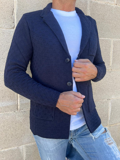 CARDIGAN UOMO GIACCA LANA DOPPIO PETTO SARTORIALE MOTIVO LINKS MADE IN ITALY