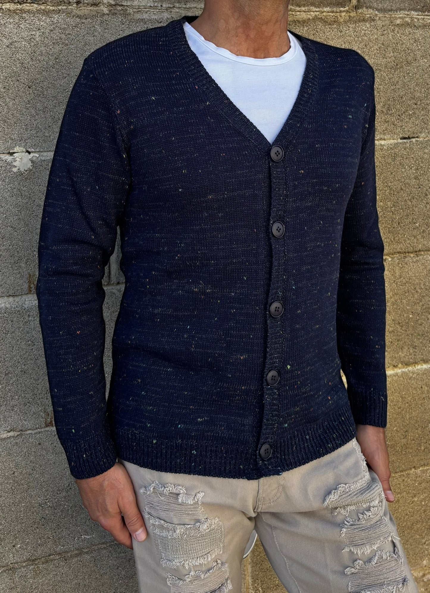 GIACCA UOMO CARDIGAN SARTORIALE LANA CON SCOLLO A V 100% MADE IN ITALY