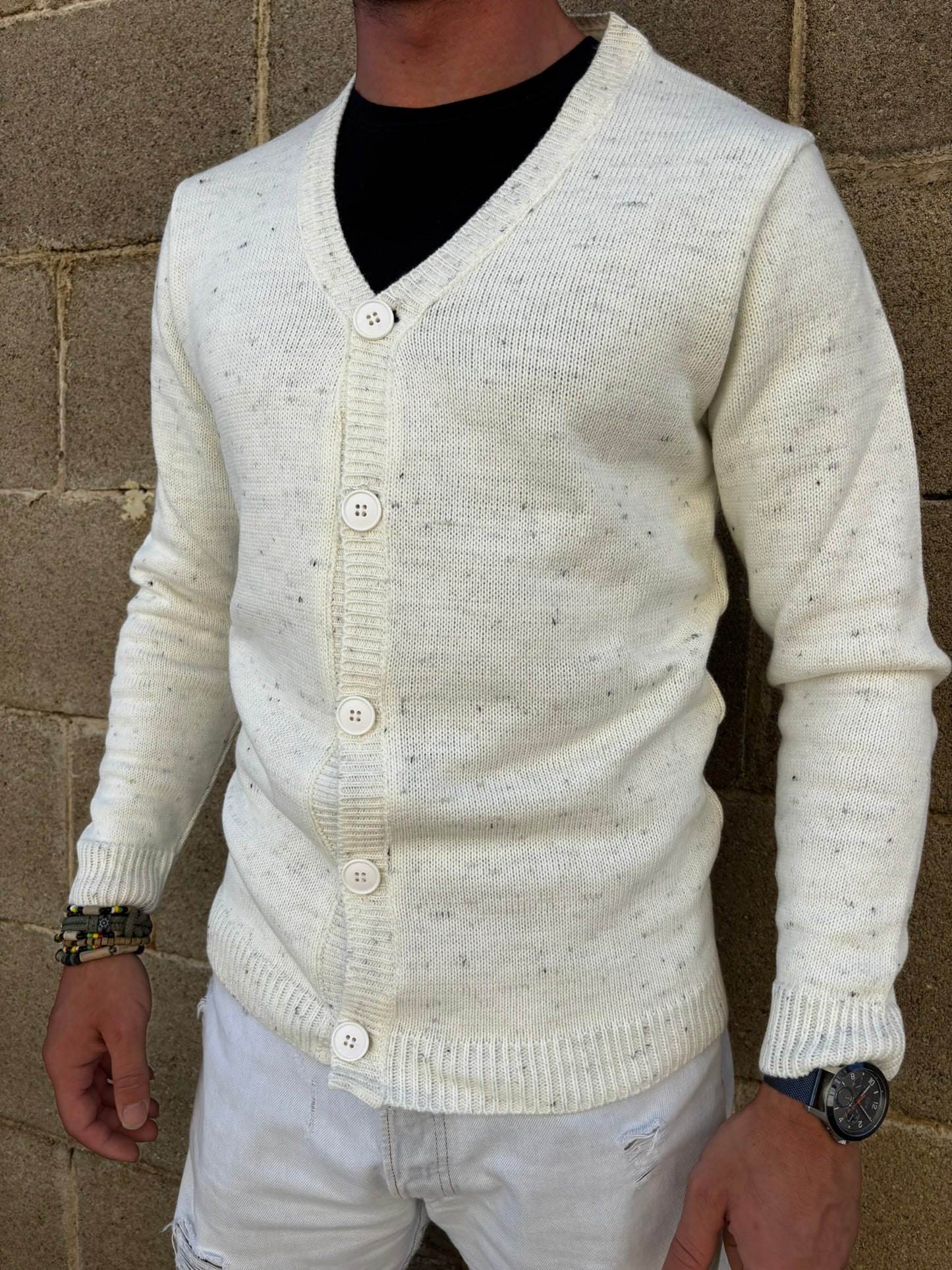 GIACCA UOMO CARDIGAN SARTORIALE LANA CON SCOLLO A V 100% MADE IN ITALY