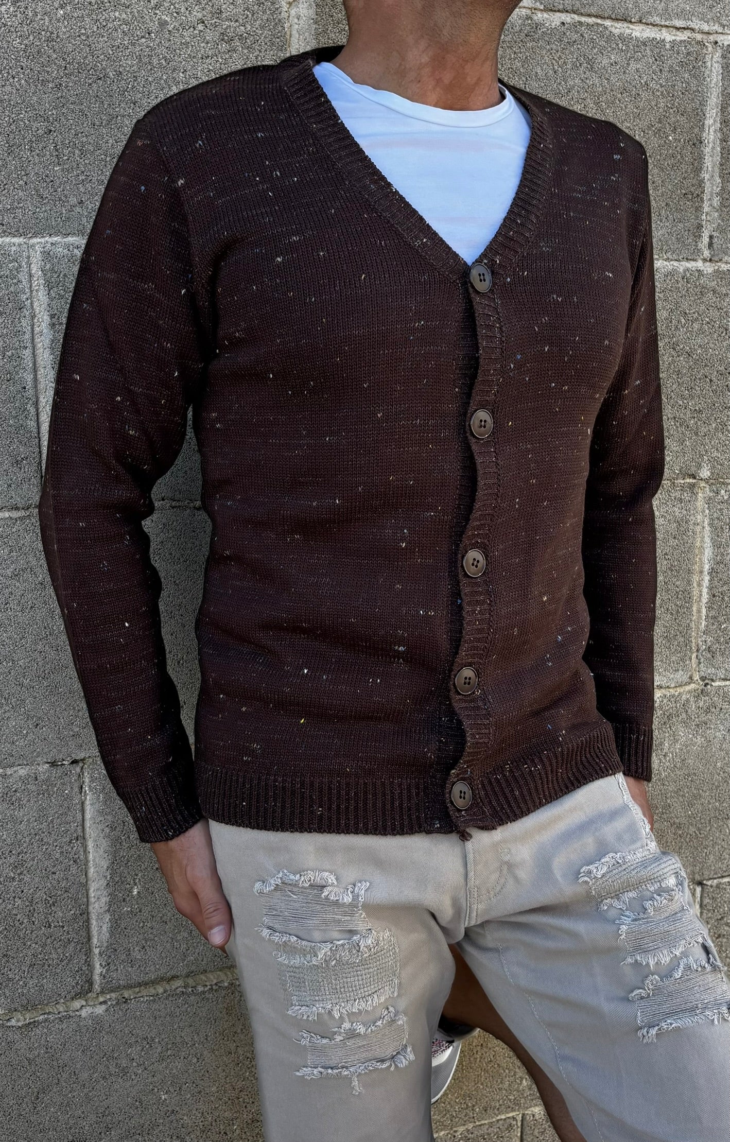 GIACCA UOMO CARDIGAN SARTORIALE LANA CON SCOLLO A V 100% MADE IN ITALY