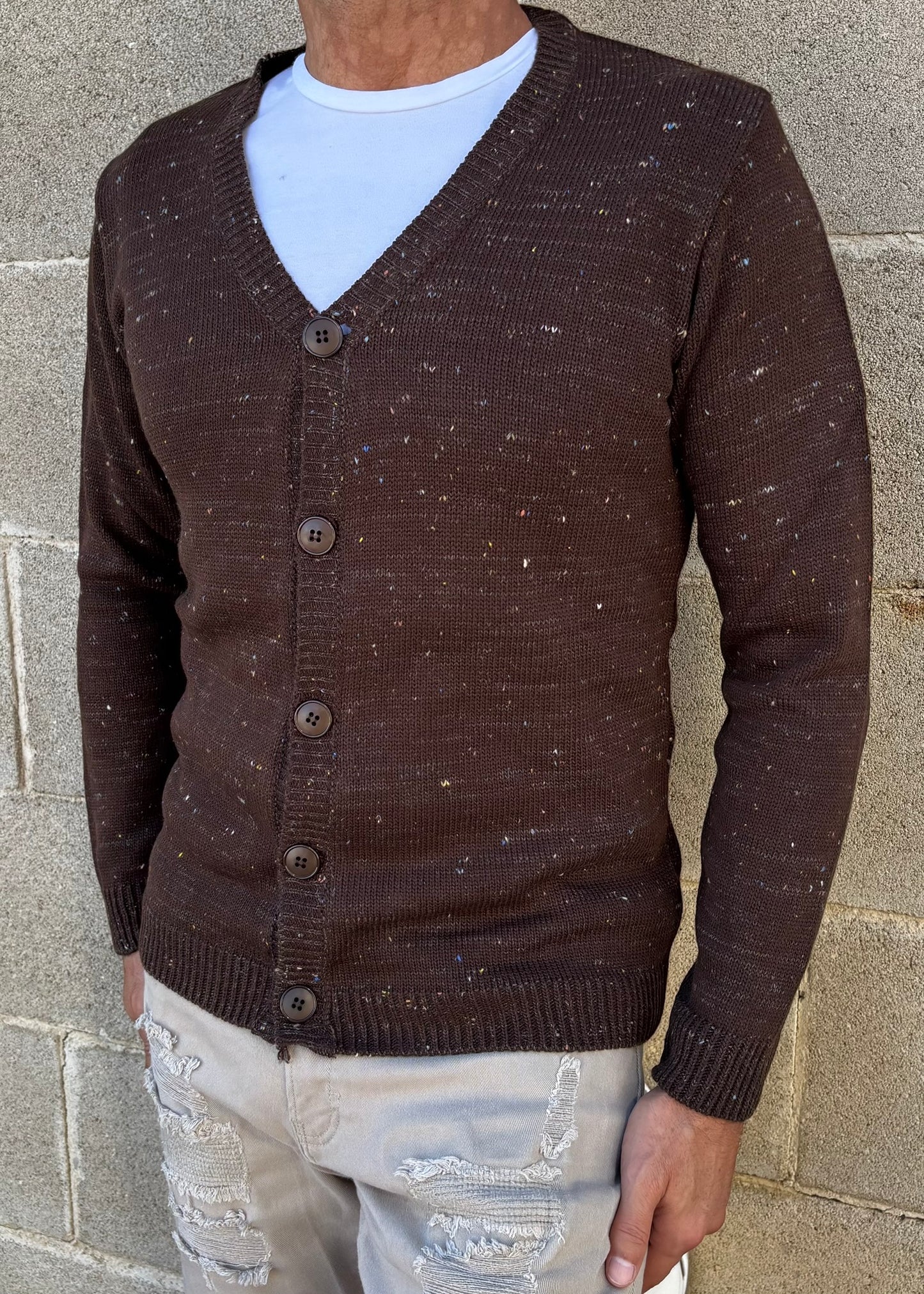 GIACCA UOMO CARDIGAN SARTORIALE LANA CON SCOLLO A V 100% MADE IN ITALY