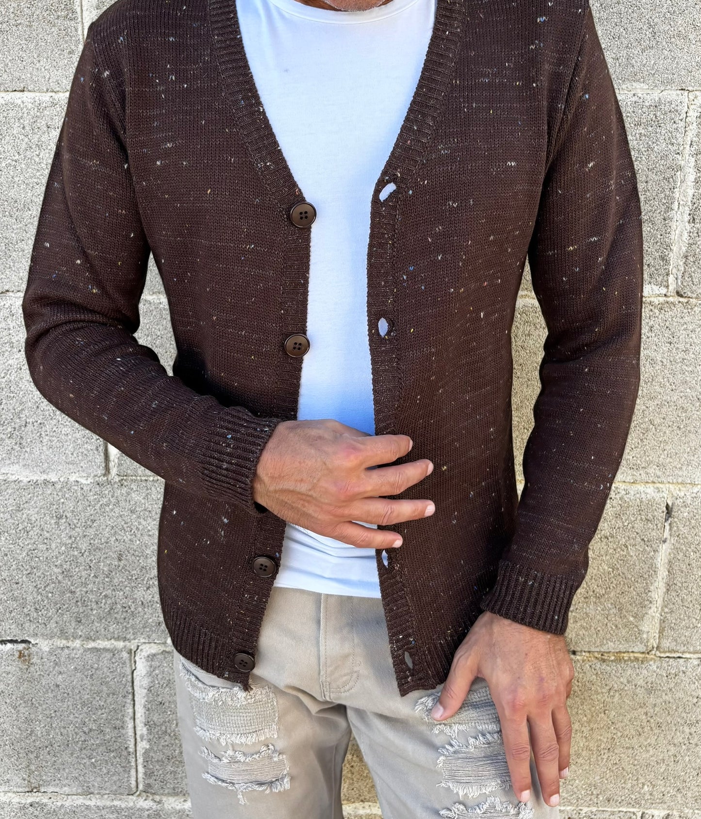 GIACCA UOMO CARDIGAN SARTORIALE LANA CON SCOLLO A V 100% MADE IN ITALY