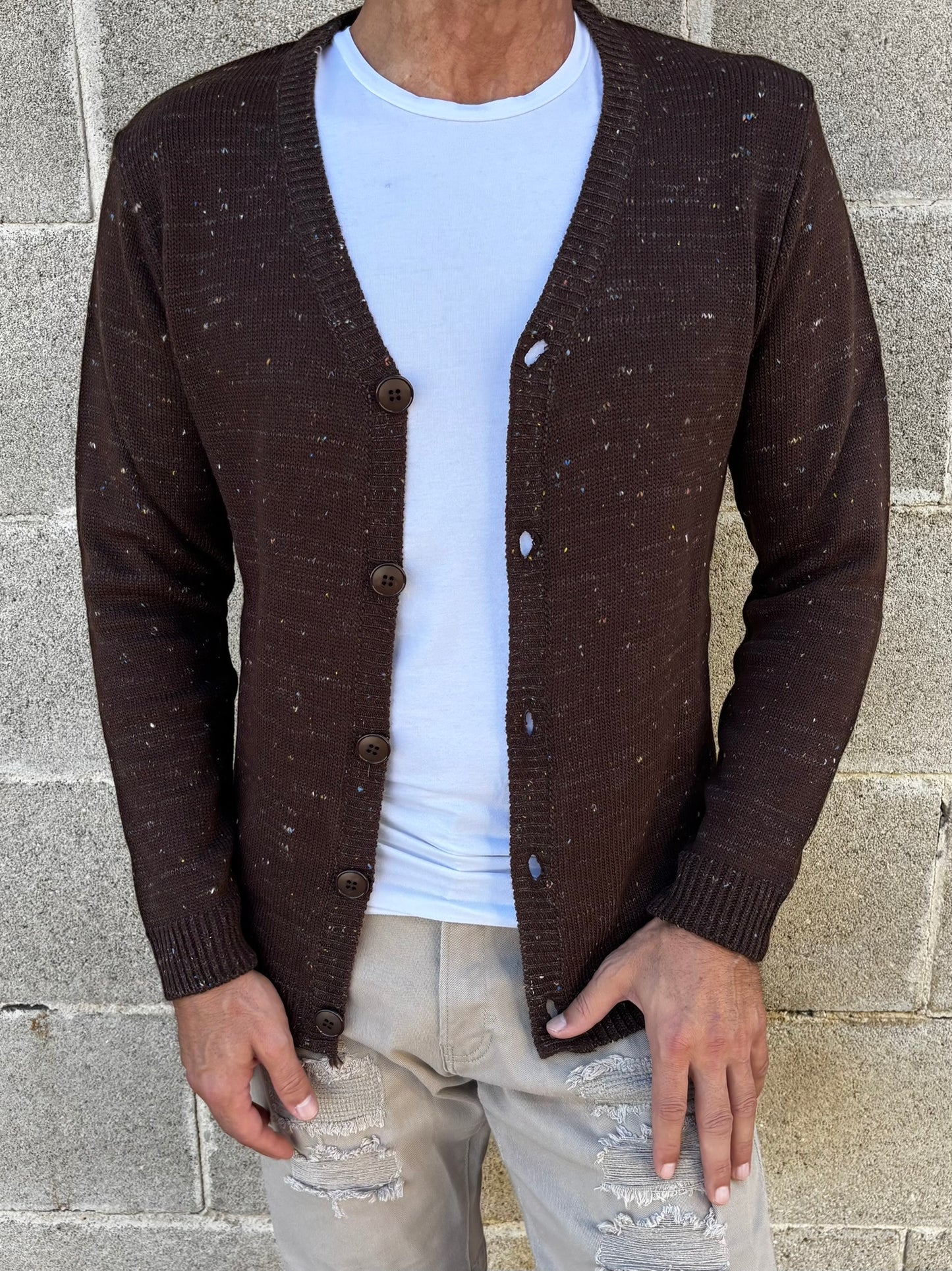 GIACCA UOMO CARDIGAN SARTORIALE LANA CON SCOLLO A V 100% MADE IN ITALY