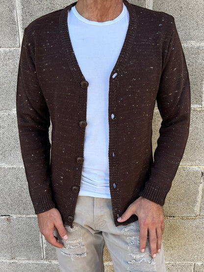 GIACCA UOMO CARDIGAN SARTORIALE LANA CON SCOLLO A V 100% MADE IN ITALY