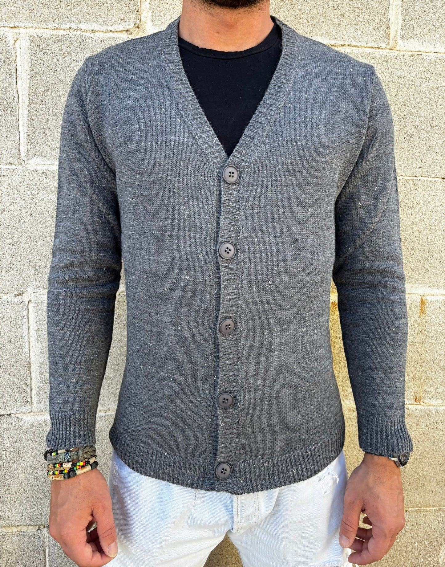 GIACCA UOMO CARDIGAN SARTORIALE LANA CON SCOLLO A V 100% MADE IN ITALY