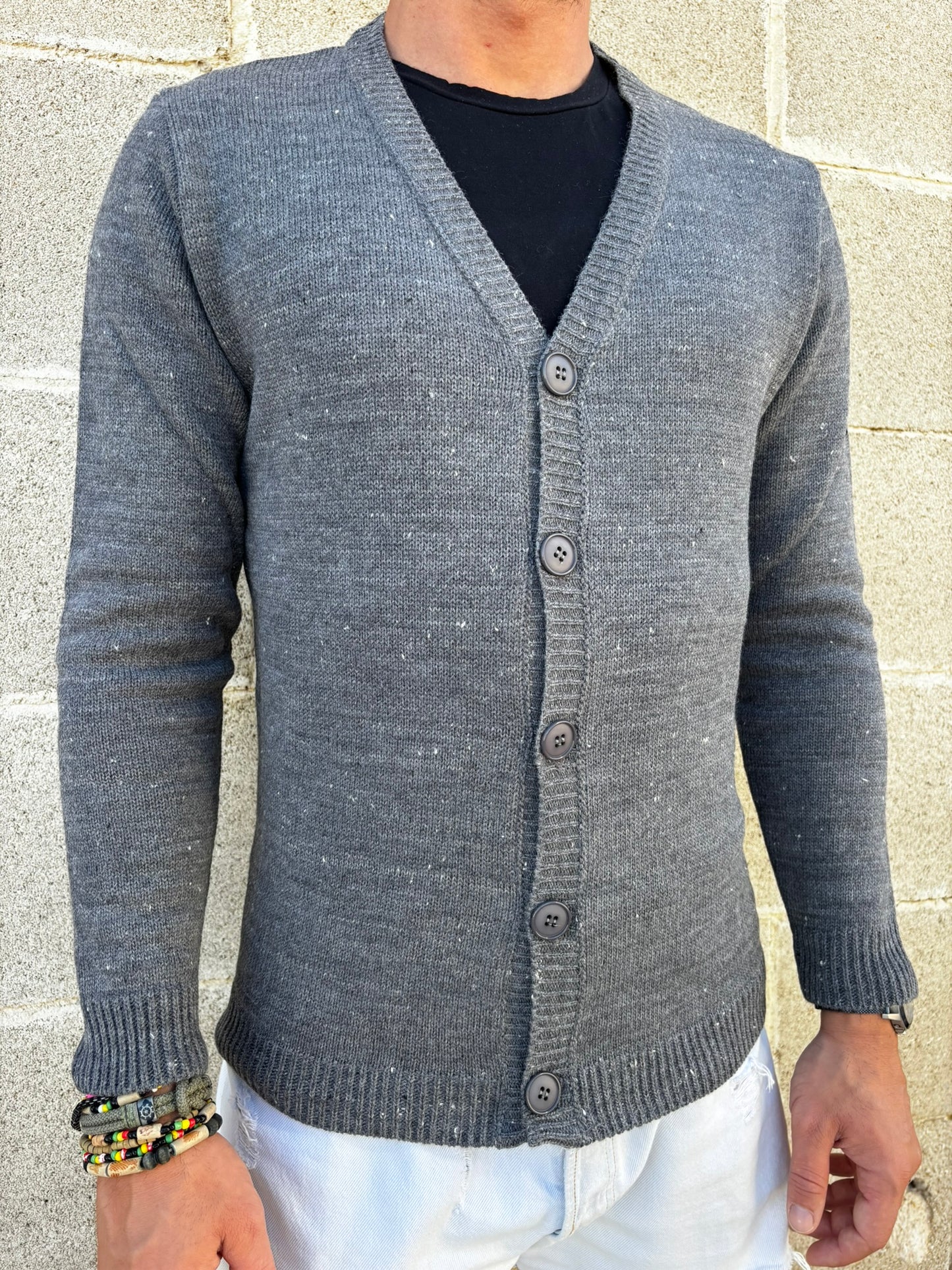 GIACCA UOMO CARDIGAN SARTORIALE LANA CON SCOLLO A V 100% MADE IN ITALY