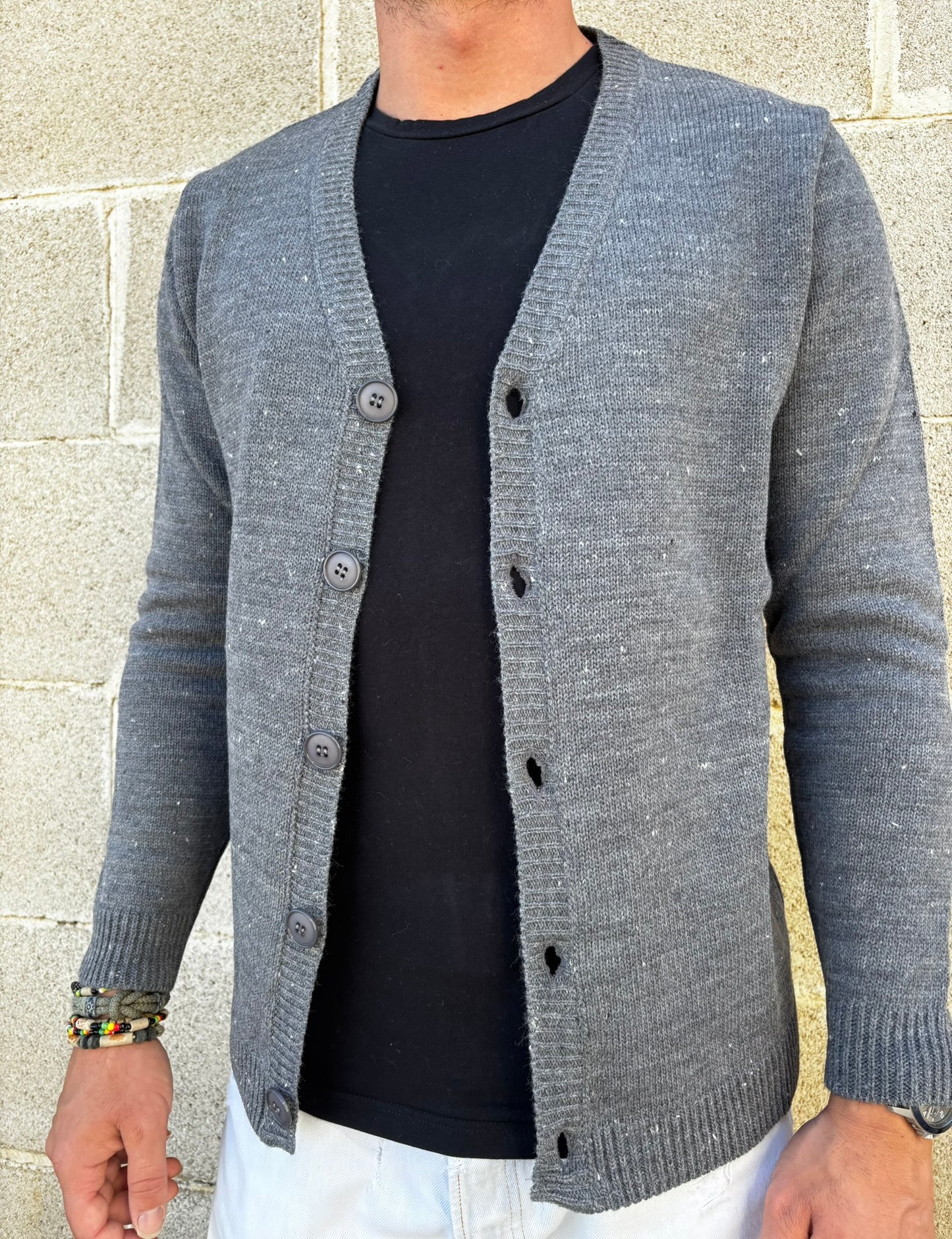 GIACCA UOMO CARDIGAN SARTORIALE LANA CON SCOLLO A V 100% MADE IN ITALY