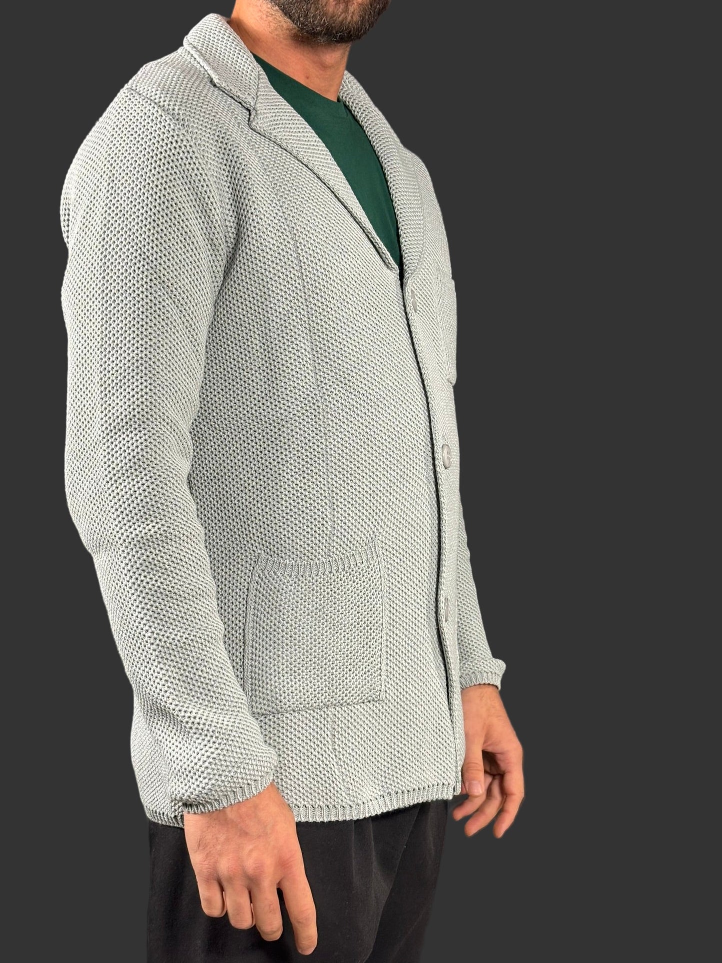 GIACCA CARDIGAN UOMO A NIDO D'APE - 100% COTONE - MADE IN ITALY