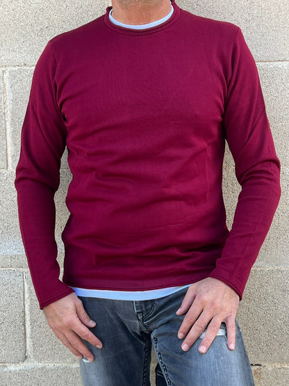 MAGLIA LANA MAGLIONCINO UOMO MANICA LUNGA GIROCOLLO RASATO 100% MADE IN ITALY